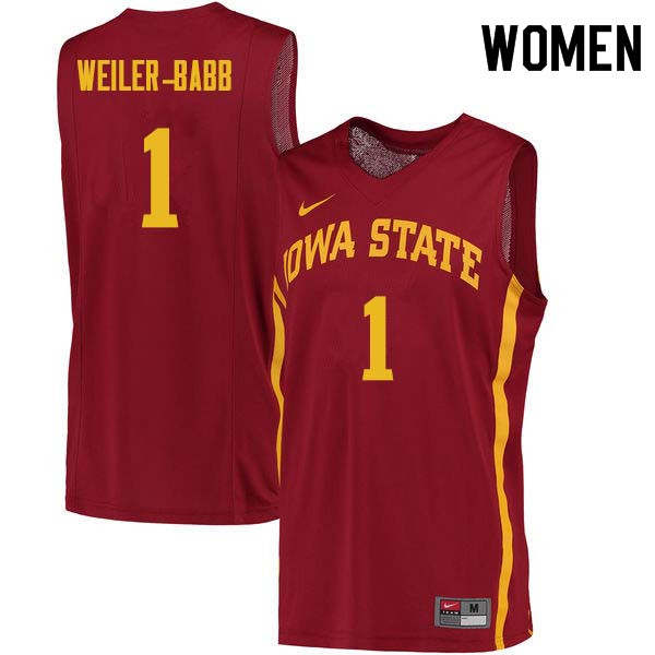 Women #1 Nick Weiler-Babb Iowa State Cyclones College Basketball Jerseys Sale-Cardinal - Click Image to Close